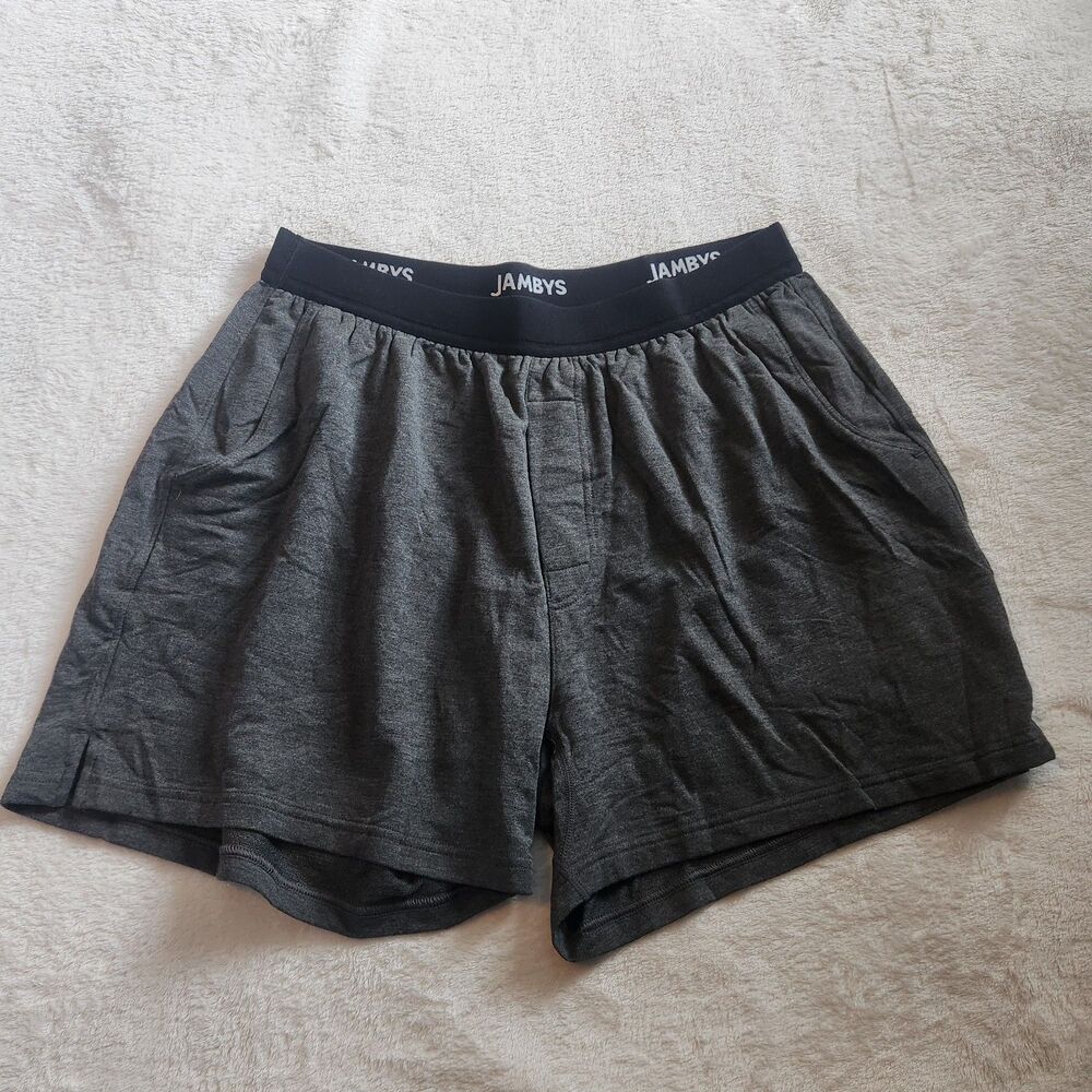 Jambys Knit Lounge Shorts Boxers Heather Gray Size L Unisex Soft Pockets